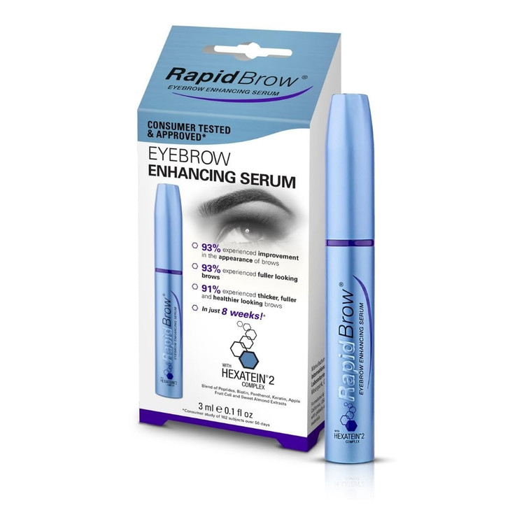rapidBrow Eyebrow Enhancing Serum 3 mL Hydrating Hair Serum for Visibly ThickerLooking Brows with Hexatein 2 Complex