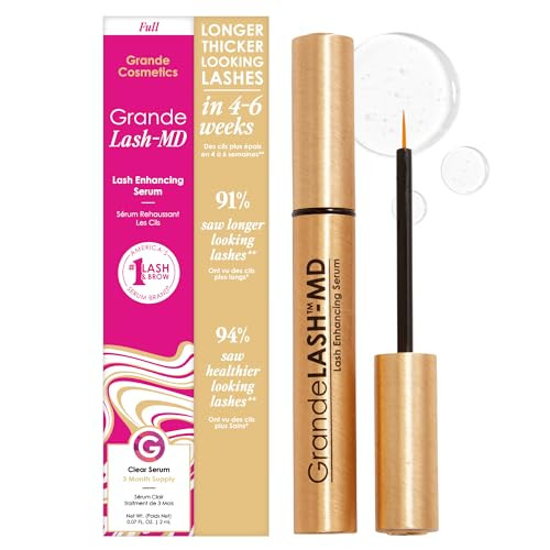Grande Cosmetics GrandeLASHMD Lash Enhancing Serum Peptide Vitamin Infused Formula for Longer Thicker Fuller Looking Las