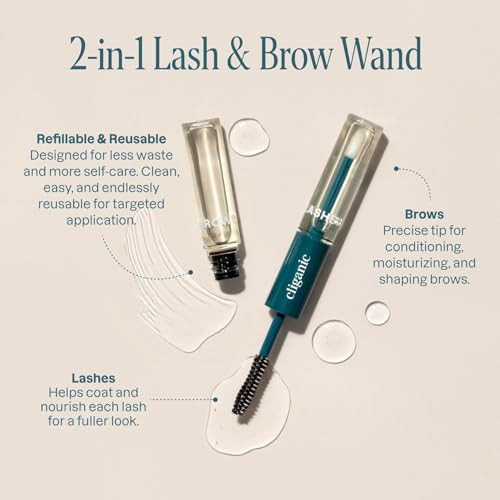 Cliganic Organic Castor Oil 100 Pure 1oz Glass Bottle with Eyelash Kit For Eyelashes Eyebrows Hair Skin