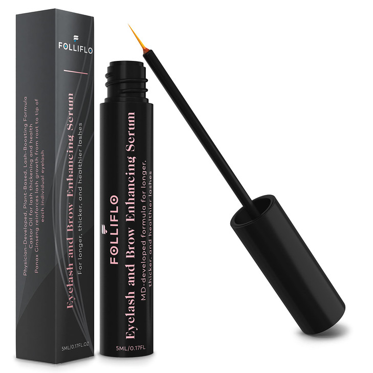 Folliflo Eyelash Brow Conditioning Serum with Castor Oil Panax Ginseng Lightweight Daily Care for FullerLooking Lashes B