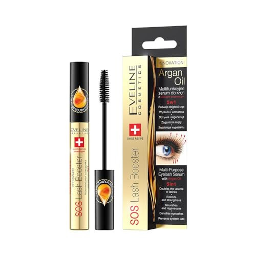 EVELINE COSMETICS Lash Booster with Argan Oil Eyelash Serum Doubles Volume Extends Strengthens Multi Colored