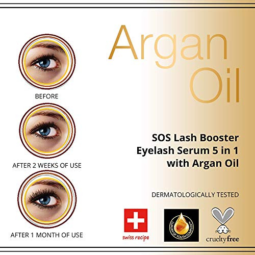 EVELINE COSMETICS Lash Booster with Argan Oil Eyelash Serum Doubles Volume Extends Strengthens Multi Colored