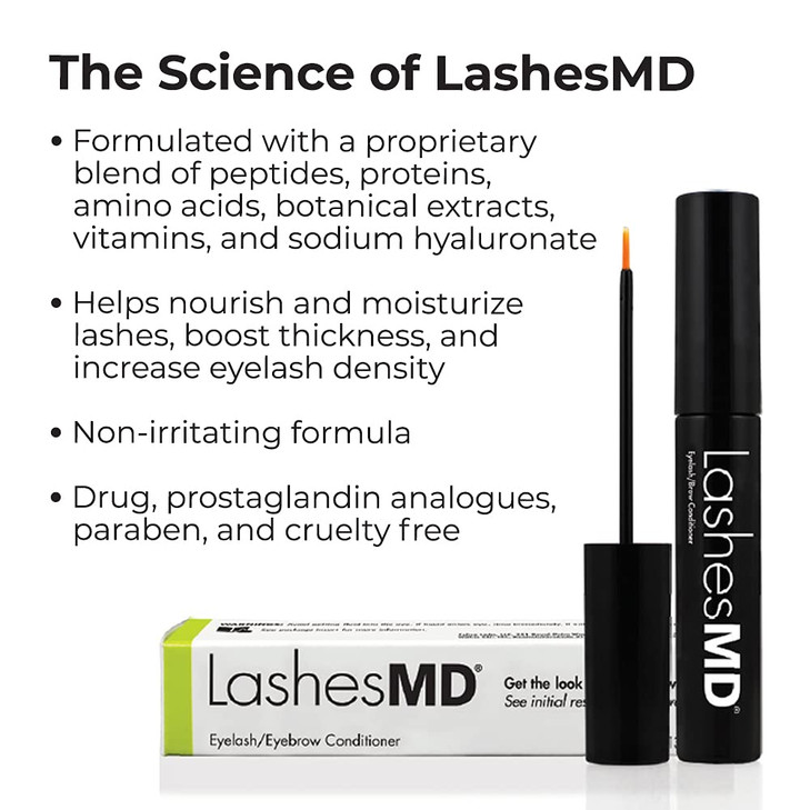 LashesMD Eyelash Growth Serum Eyelash Conditioner for Naturally Fuller Looking Eyelashes and Eyebrows In As Little As Fo