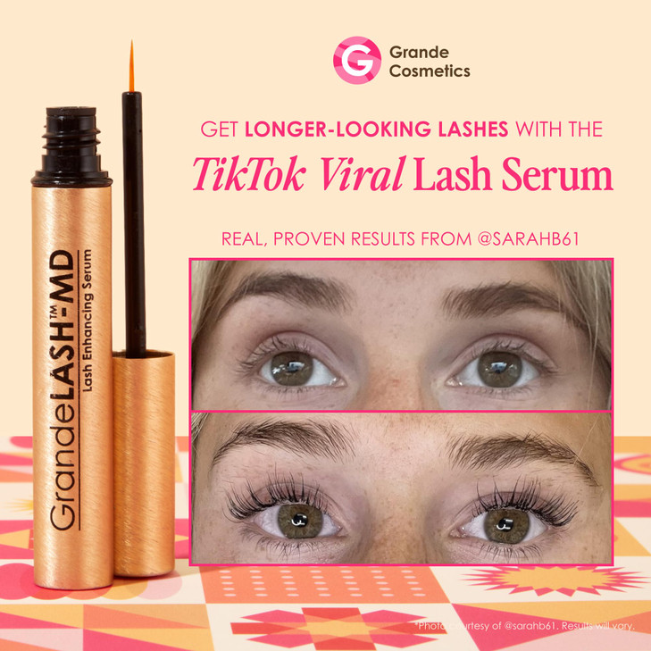 Grande Cosmetics GrandeLASHMD Lash Enhancing Serum Peptide Vitamin Infused Formula for Longer Thicker Fuller Looking Las