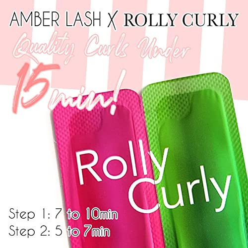 Amber Lash Eyelash Lifting and Eyebrow Lamination Solutions Step 1 and 2 by Rolly Curly Professional Lash Perm and Brow