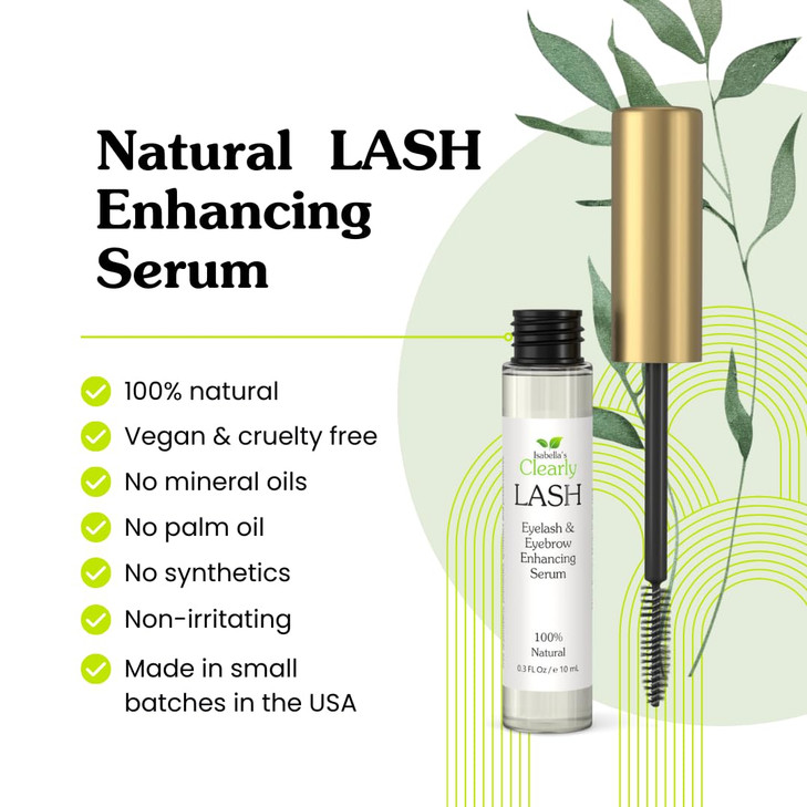 Clearly LASH Natural Eyelash Growth Serum for Longer Fuller Enhanced Lashes and Brows with Castor Oil Vitamin E Irritati