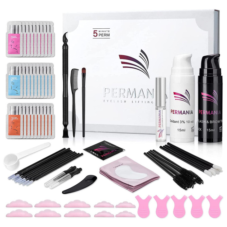 PERMANIA Lash Lift with Black Color Kit Quick Eyelash Brow Lamination 15 Mins Coloring Natural Black Result in Lash Enha