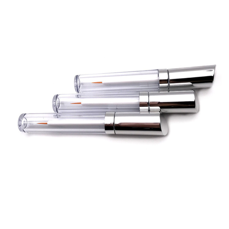 3 pcs 5ml Silver Acrylic Empty Eyelashes Tube Eyeliner Vials Bottle With Wand Applicators for EyelashEyebrow Growth Seru