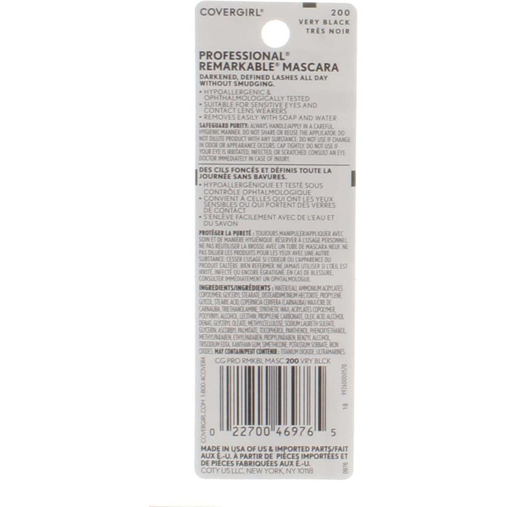 COVERGIRL Professional Remarkable Mascara 200 Very Black 03 oz Pack of 2