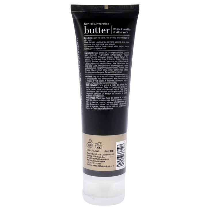 Cuccio Naturale Butter - White Limetta and Aloe Vera for Unisex - 4 oz Body Cream