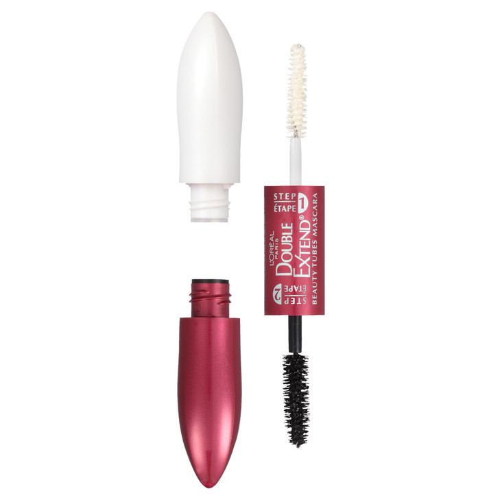 LOreal Paris Makeup Double Extend Tubing Mascara Lengthening 2 Step Mascara Smudgeproof Blackest Black