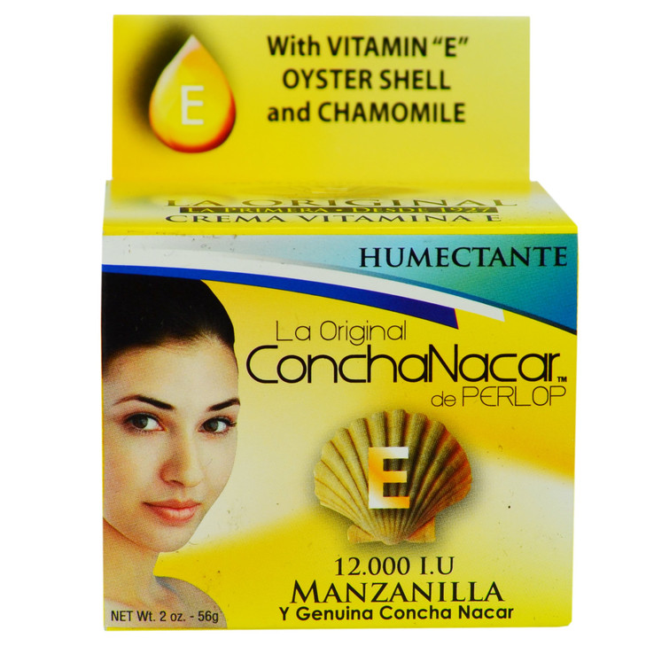 Concha Nacar Crema Hidratante - Vitamina E Con Manzanilla Para La Cara, Vitamin E Moisturizing Face Cream With Chamomile, 2 oz (Pack of 1)
