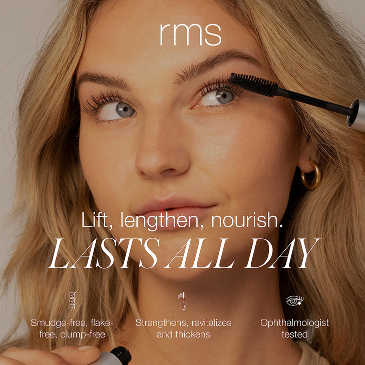 RMS Beauty Straight Up Volumizing Peptide Mascara Black LashLengthening Thickening Formula Nourishing Peptides Waterproo