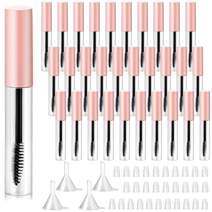 Maitys 30 Pack 10 ml Empty Mascara Tubes with Brush Wand Refillable Eyelash Cream Container Bottle with Funnels Leak Sto