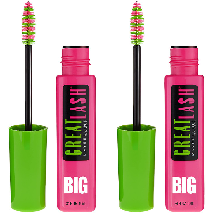 Maybelline Great Lash BIG Washable Mascara Volumizing Thickening Lengthening Mascara Brownish Black 2 Count