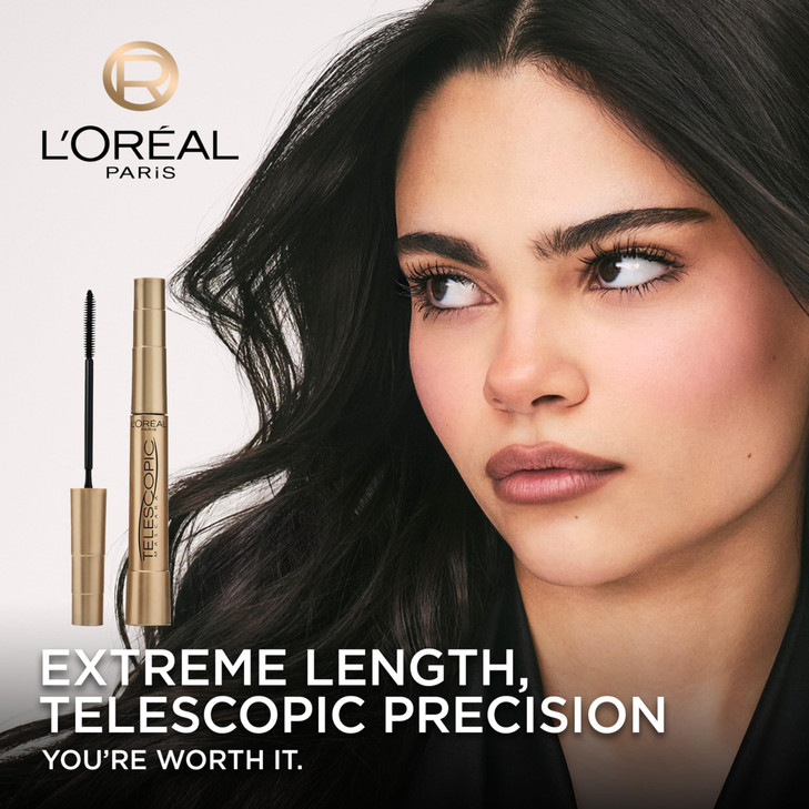 LOreal Paris Makeup Original Telescopic Mascara Separating Mascara Volume and Length Formula Washable Black 027 Fl Oz 2