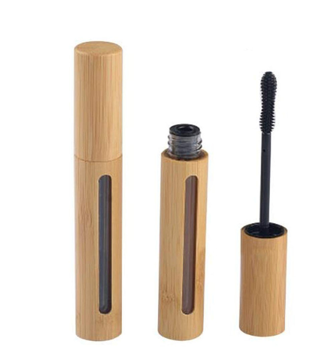 2Pcs 6ml Bamboo Mascara Tube Bottles Refillable Empty Eyelash Container Vials with Eyelash Wand and Plug for Eyelash Gro