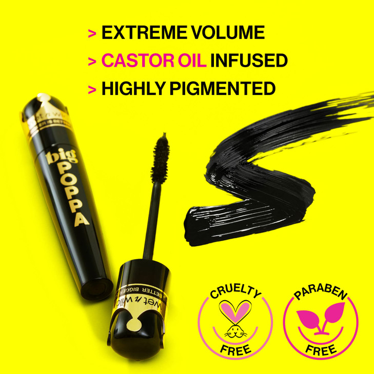 wet n wild Big Poppa Mascara Volumizing Lifting Lengthening Nourishing Paraben Free CrueltyFree Vegan Blackest Black