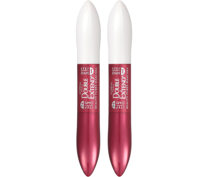 LOreal Paris Makeup Double Extend Tubing Mascara Lengthening 2 Step Mascara Smudgeproof Blackest Black Pack of 2