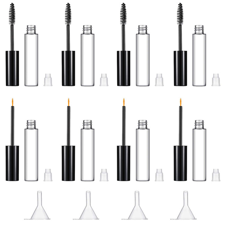 Patelai 12Pcs 10ml Empty Mascara Tubes Set Includes 4 Eyelash Serum Container Bottles 4 Liquid Eyeliner Containers 4 Fun