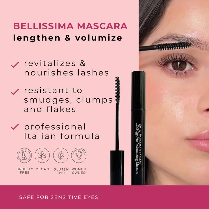 Honeybee Gardens Bellissima Volumizing Mascara In Black Lace Lightweight And Bold NonSmudging Vegan GlutenFree CrueltyFr