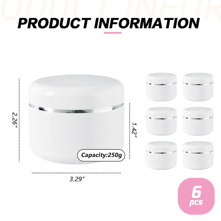 6PCS Empty Refill White Plastic Makeup Cosmetic Bottle Jar Pots with Screw Lid and PP Liner Travel Packing Storage Holder Container Case for Eye Shad online at globaldelivered