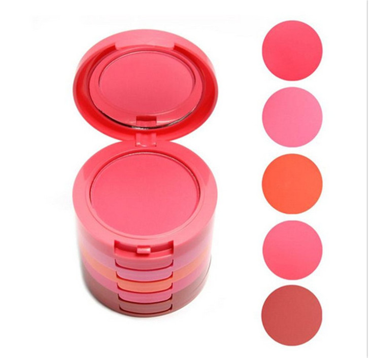 Pure Vie Professional 5 LayersColors Cream Blush Blusher Pressed Face Powder Makeup Palette Contouring Kit Ideal for Sal
