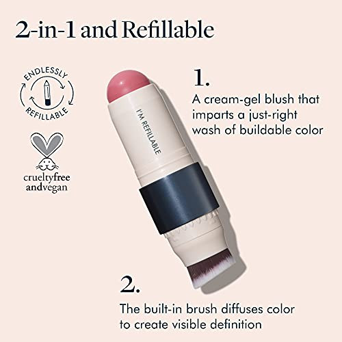 trestique Blush Stick Vegan Blush Stick With BuiltIn Brush Pink Blush Makeup For Women Rose Makeup 2In1 Creamy