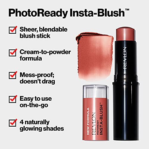 Revlon Blush Stick PhotoReady InstaBlush Face Makeup with Cream to Powder Formula High Impact Color Moisturizing Creamy