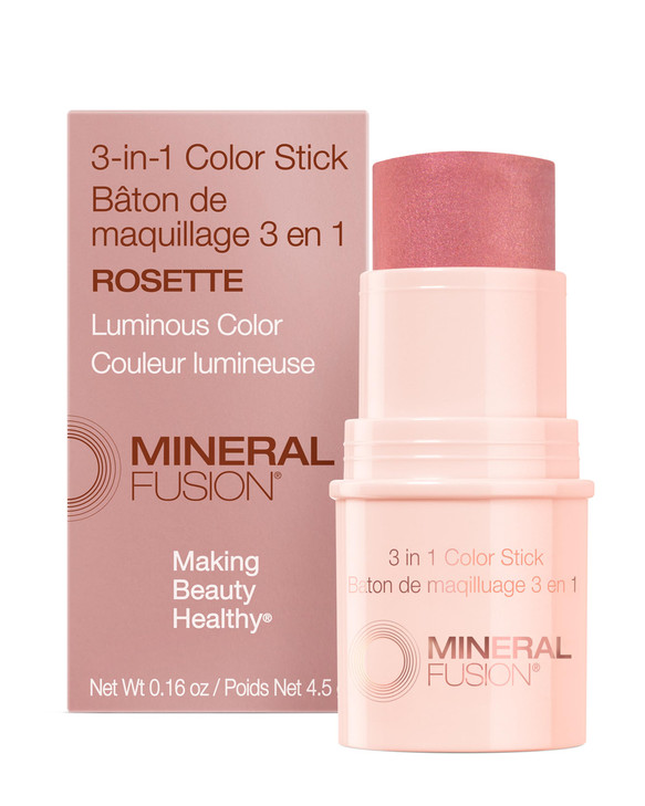 Mineral Fusion 3in1 Color Stick Hydrating Cream Blush Tint for Cheek Lip and Eye Natural Multi Use Makeup Rosette