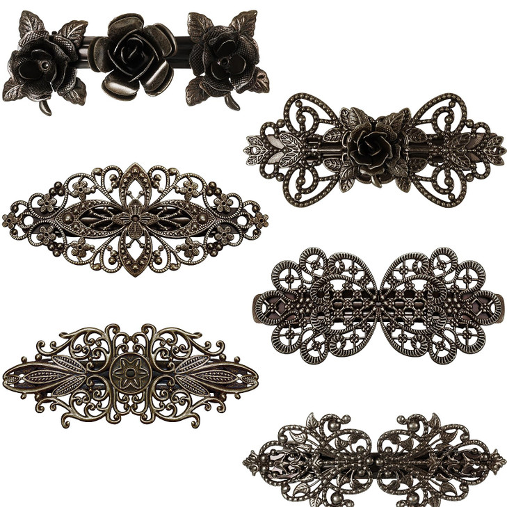 Geyoga 6 Pieces Vintage Hair Barrettes for Women Retro Flower French Pearl Crystal Rhinestones Clips Hair Pins for Women Styling Accessories(Elegant online at globaldelivered