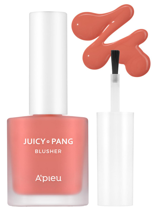 APIEU JuicyPang Water Blusher CR01 Fruity Liquid Blush for Cheeks Buildable Blendable Color Hydrating Dewy Finish with F