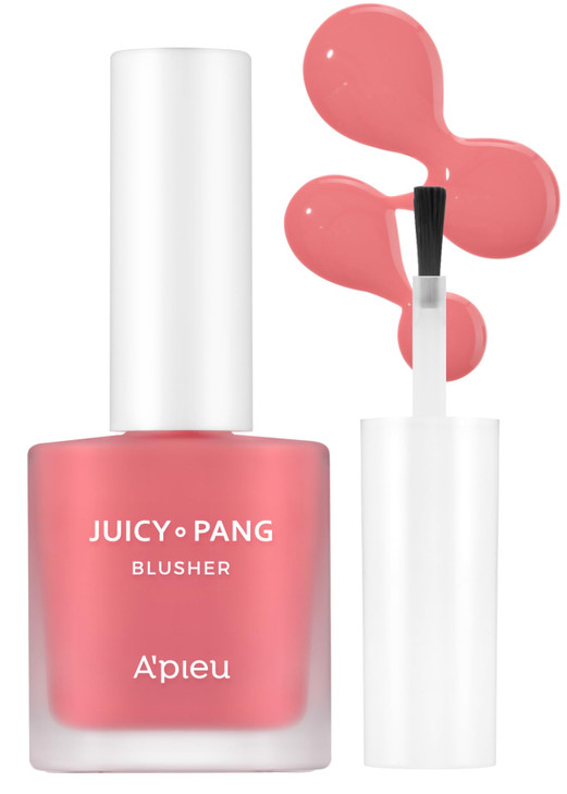 APIEU JuicyPang Water Blusher PK01 Fruity Liquid Blush for Cheeks Buildable Blendable Color Hydrating Dewy Finish with F