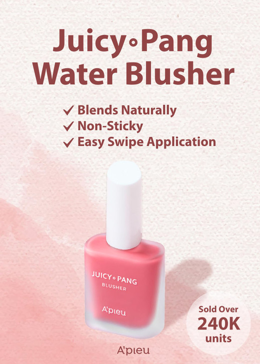 APIEU JuicyPang Water Blusher PK01 Fruity Liquid Blush for Cheeks Buildable Blendable Color Hydrating Dewy Finish with F