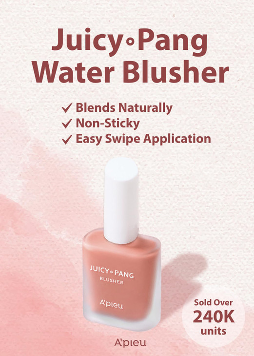 APIEU JuicyPang Water Blusher BE01 Fruity Liquid Blush for Cheeks Buildable Blendable Color Hydrating Dewy Finish with F