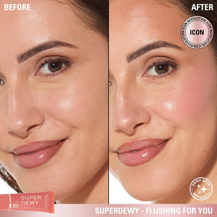 Revolution Superdewy Liquid Blush Richly Pigmented Buildable Blendable Formula Flushing For You 05 fl oz
