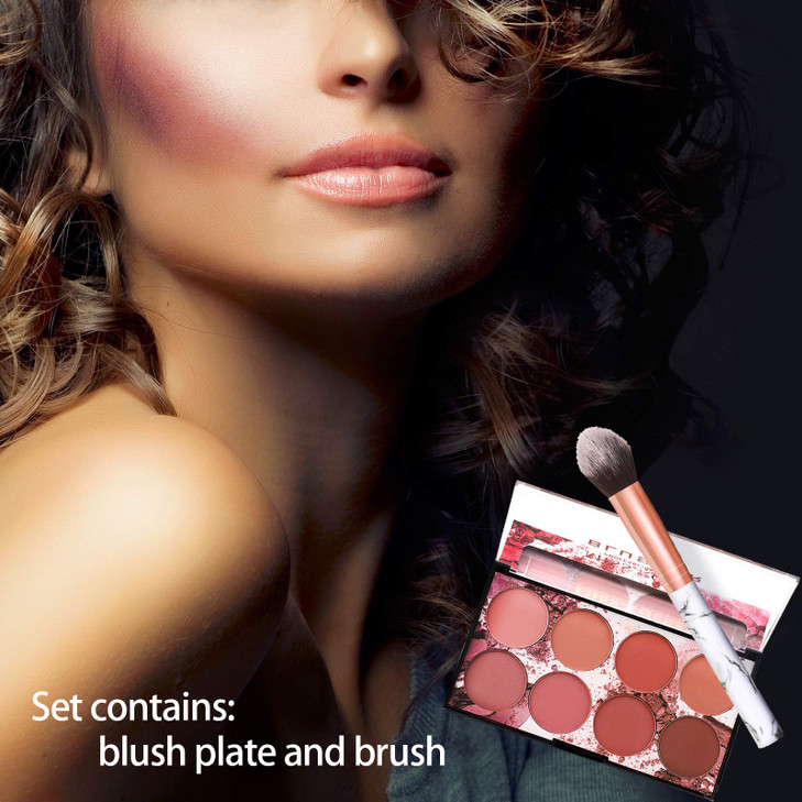NewBang 8 Colors Blush Palette Matte Mineral Blush Powder Bright Shimmer Face BlushContour and Highlight Blush PalettePr