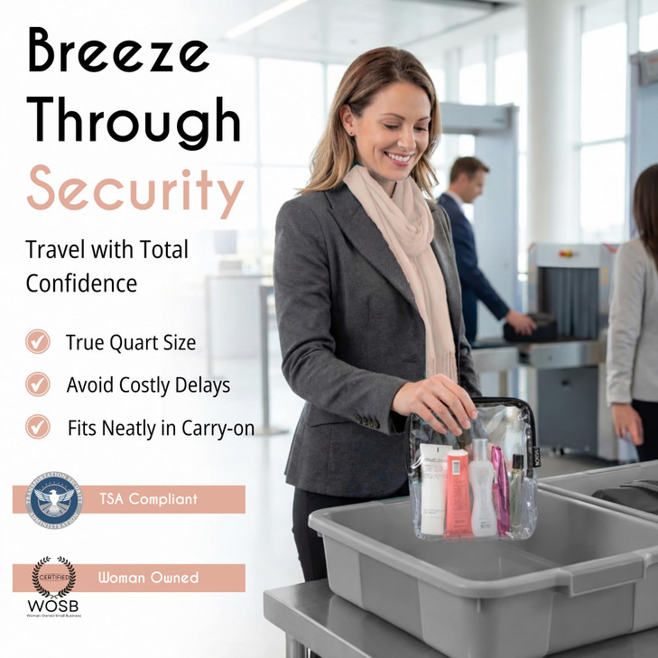 BORSALI TSA Approved Toiletry Bag - Clear Quart Size for 3-1-1 LIquids for Carry On Travel - Toiletries Organizer - Cosmetic Pouch with Zipper - Trav online at globaldelivered