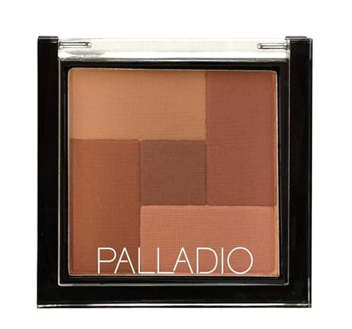 Palladio 2 In 1 Mosaic Powder Blush and Bronzer Silky Smooth Face Makeup Pressed Five Color Hues from Shimmering Pinks t