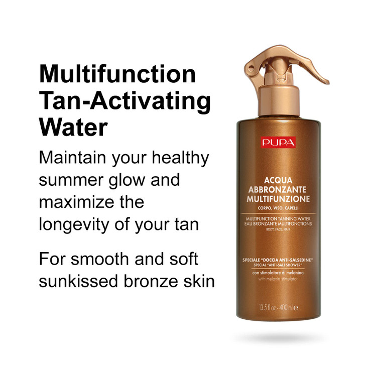 Pupa Milano Multifunction Tanning Water UltraFast Intense Tanning for the Body And Face and for Soft Hair Melanin Stimul