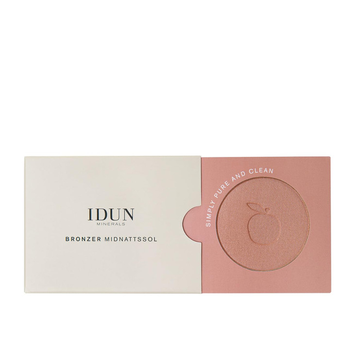 IDUN Minerals Shimmering Mineral Bronzer Midnattssol Baked Bronzing Powder For a Warm Subtle Shimmer Weightless Buildabl