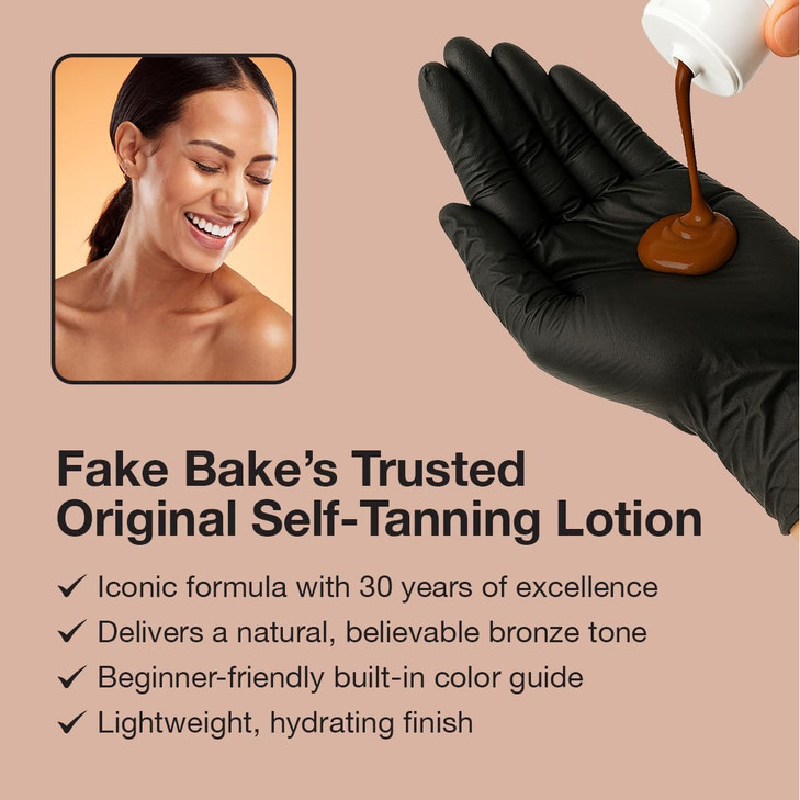 Fake Bake Original SelfTanning Lotion Lasting NaturalLooking Sunless Tanner for All Skin Tones StreakFree Buildable Colo