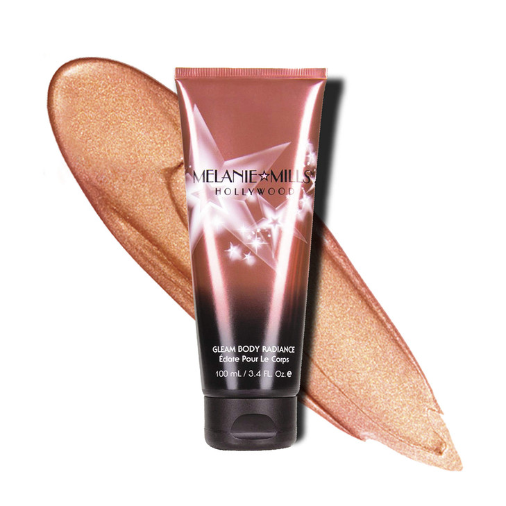 Melanie Mills Hollywood Gleam Body Radiance All In One Makeup Moisturizer Glow For Face Body Rose Gold 34 floz
