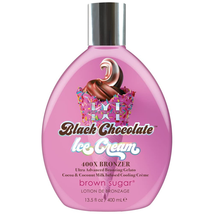Brown Sugar Double Dark Black Chocolate Ice Cream 400X Bronzer Dark Tanning Lotion 135oz