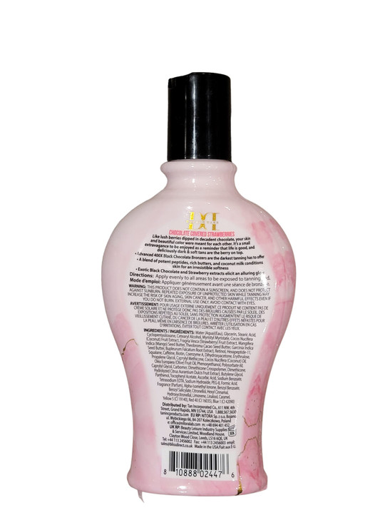 Double Dark Chocolate Covered Strawberries 400X Bronzing Lotion UltraRich Dark Tanning Formula with Skin Hydration Firmi