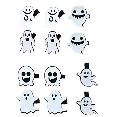 Lurrose Halloween Ghost Hair Clips for Kids - Cartoon Korean Style Hair Barrettes Felt Covered Safety Clips for Party and Costume Accessories