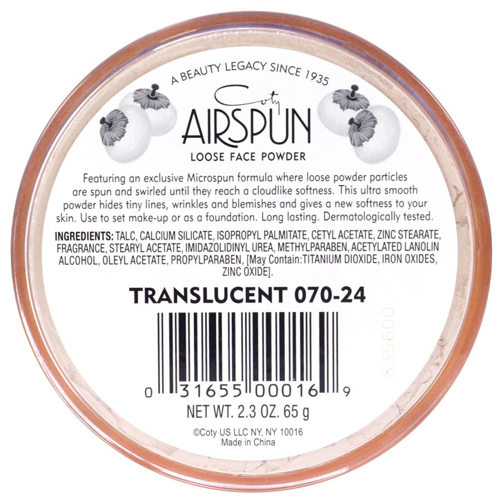 Airspun Coty Loose Face Powder Translucent Pack of 1