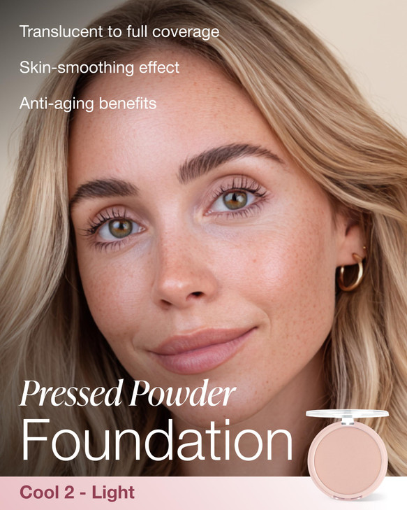 Mineral Fusion Pressed Powder Foundation Matte Finish Face Powder for FairMedium Skin with PinkRed Undertones Age Defyin