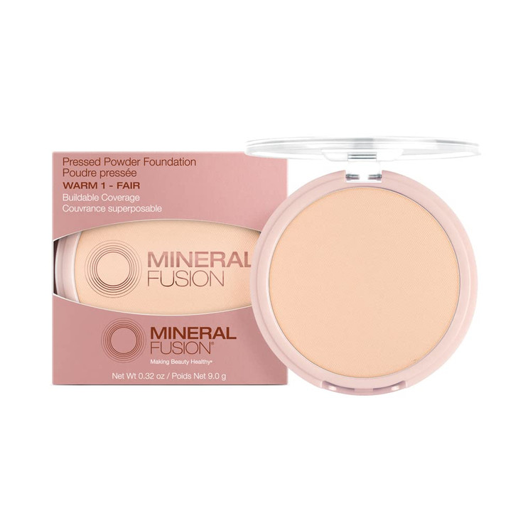 Mineral Fusion Pressed Powder Foundation Warm 1 LightMed Skin wYellowish Undertones Age Defying Foundation Makeup with M