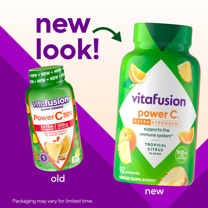 vitafusion Extra Strength Power C Gummy Vitamins, Tropical Citrus Flavored Immune Support (1) Vitamins, 92 Count